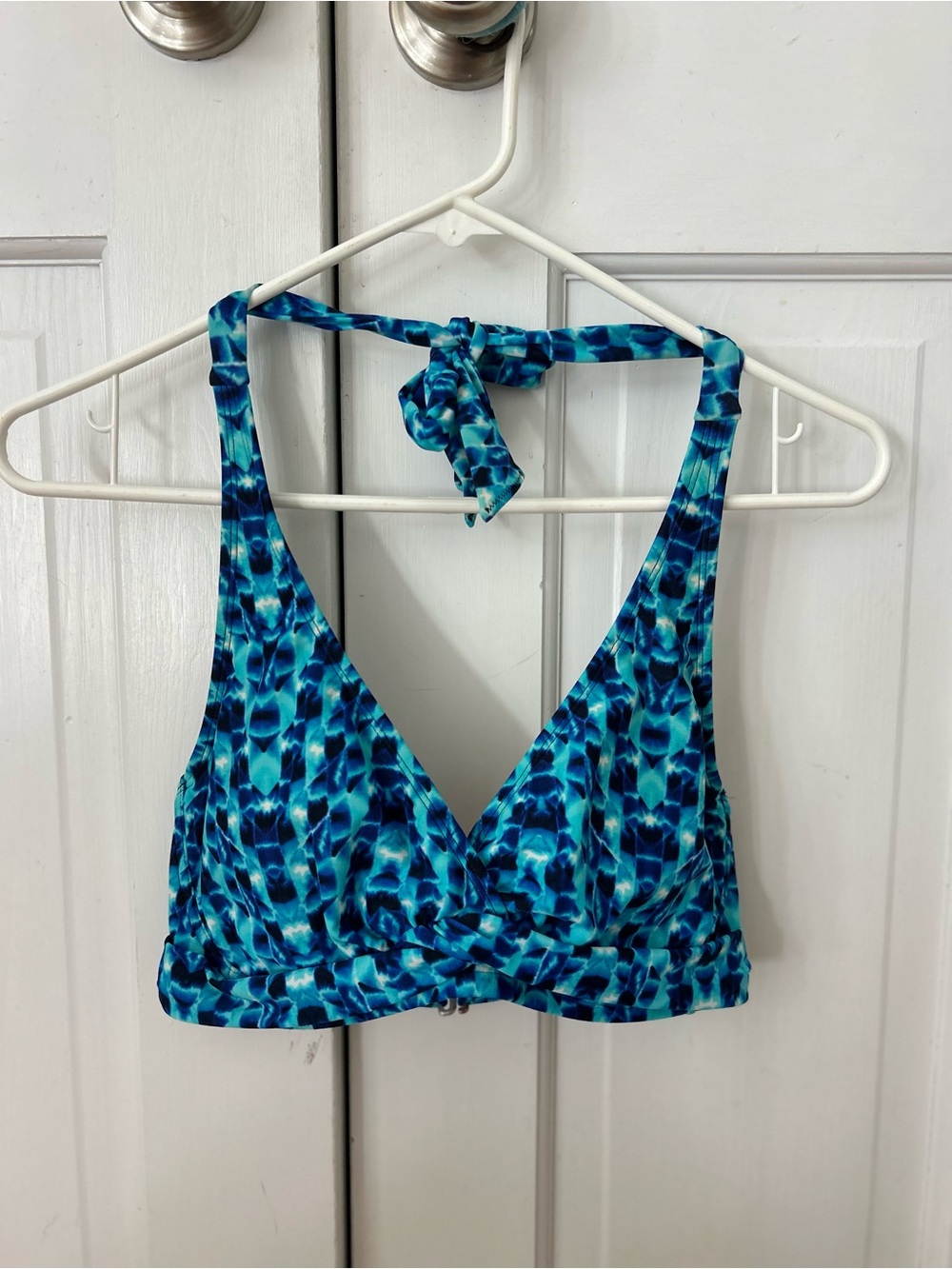 Athleta Blue Teal Halter Swim Top (size 32D/DD)